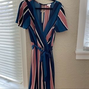 Striped crop jumpsuit with tie waist